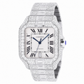 Black Numerals Bust Down White Dial Moissanite Diamond Watch